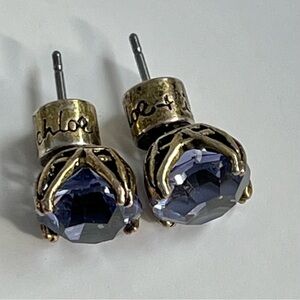 Chloe + Isabel Purple Gemstone Stud Earrings With Intricate Cage-like Setting